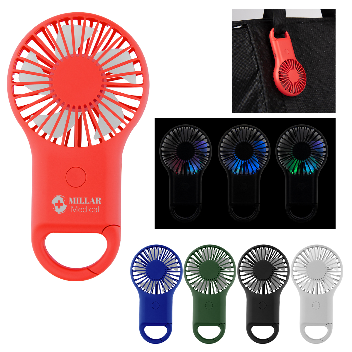 Rechargeable Handheld Fan with Carabiner