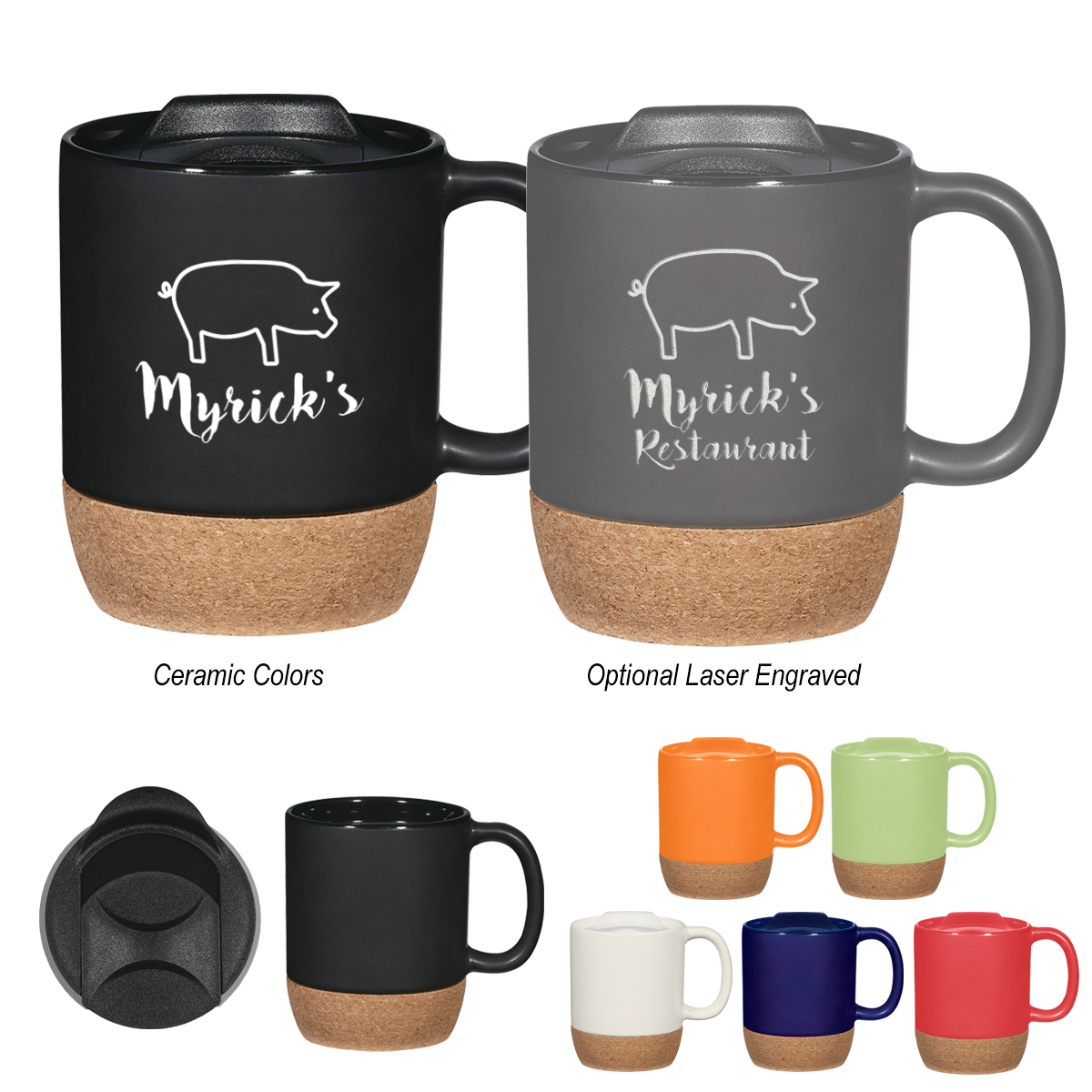 14 oz Cork Base Ceramic Mug