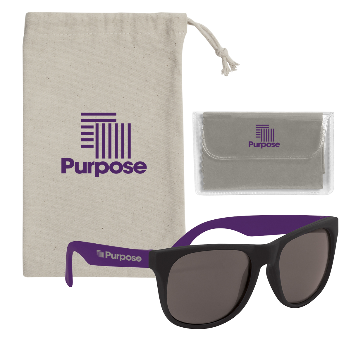 Rubberized Sunglasses with Cloth & Pouch