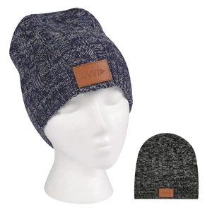 Knit Beanie with Leatherette Patch