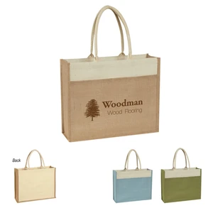 Jute Tote Bag with Front Pocket