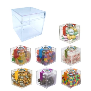 Cube-Shaped Acrylic Container with Candy