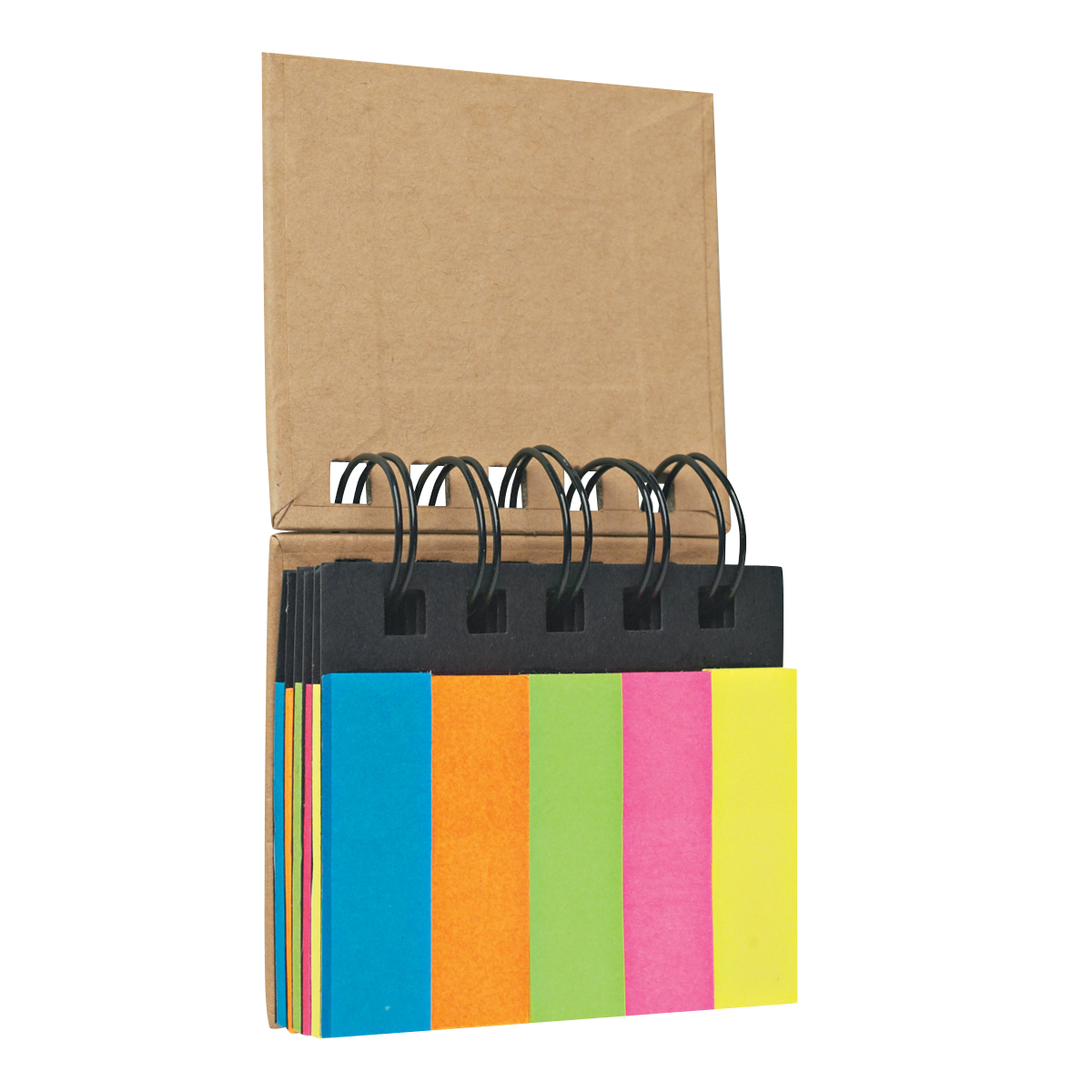 Spring Notebook with Neon Colored Sticky Notes and Flags
