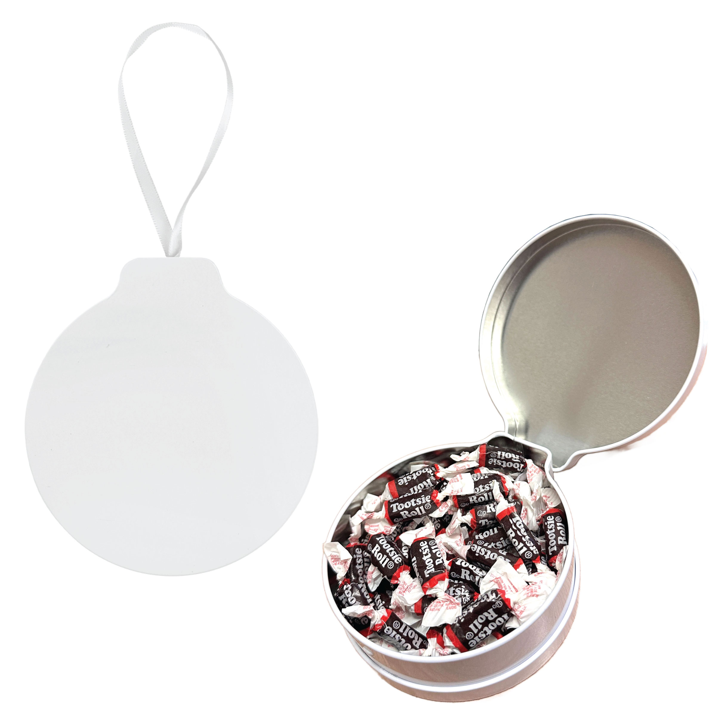 Full Color Ornament Tin With Candy