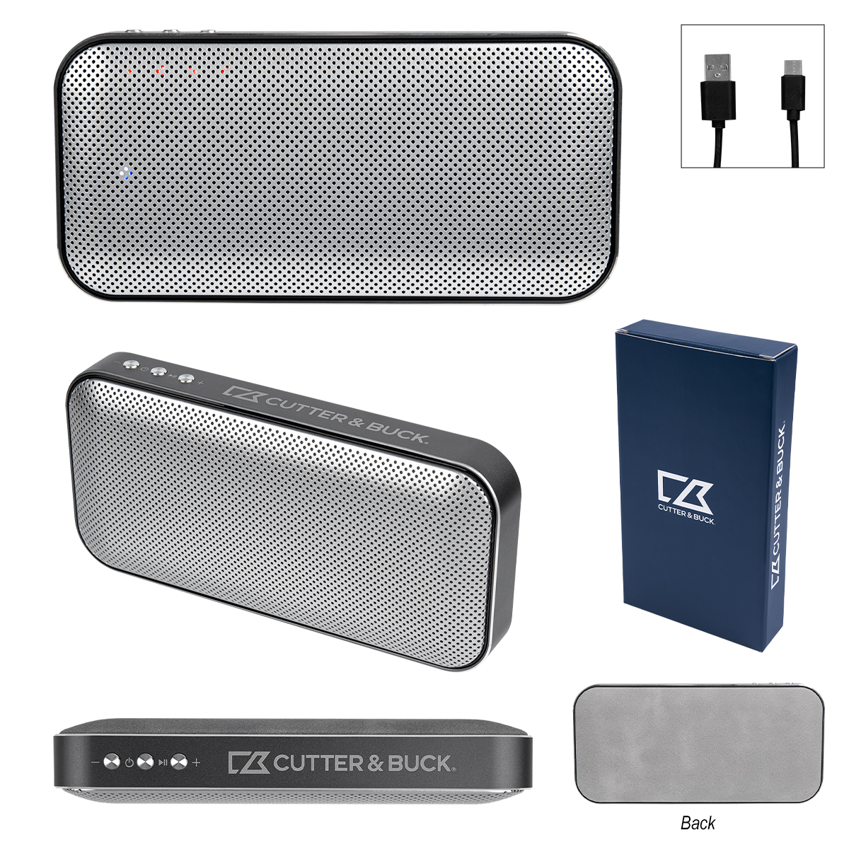 Cutter & Buck Aluminum Suede Speaker And Power Bank