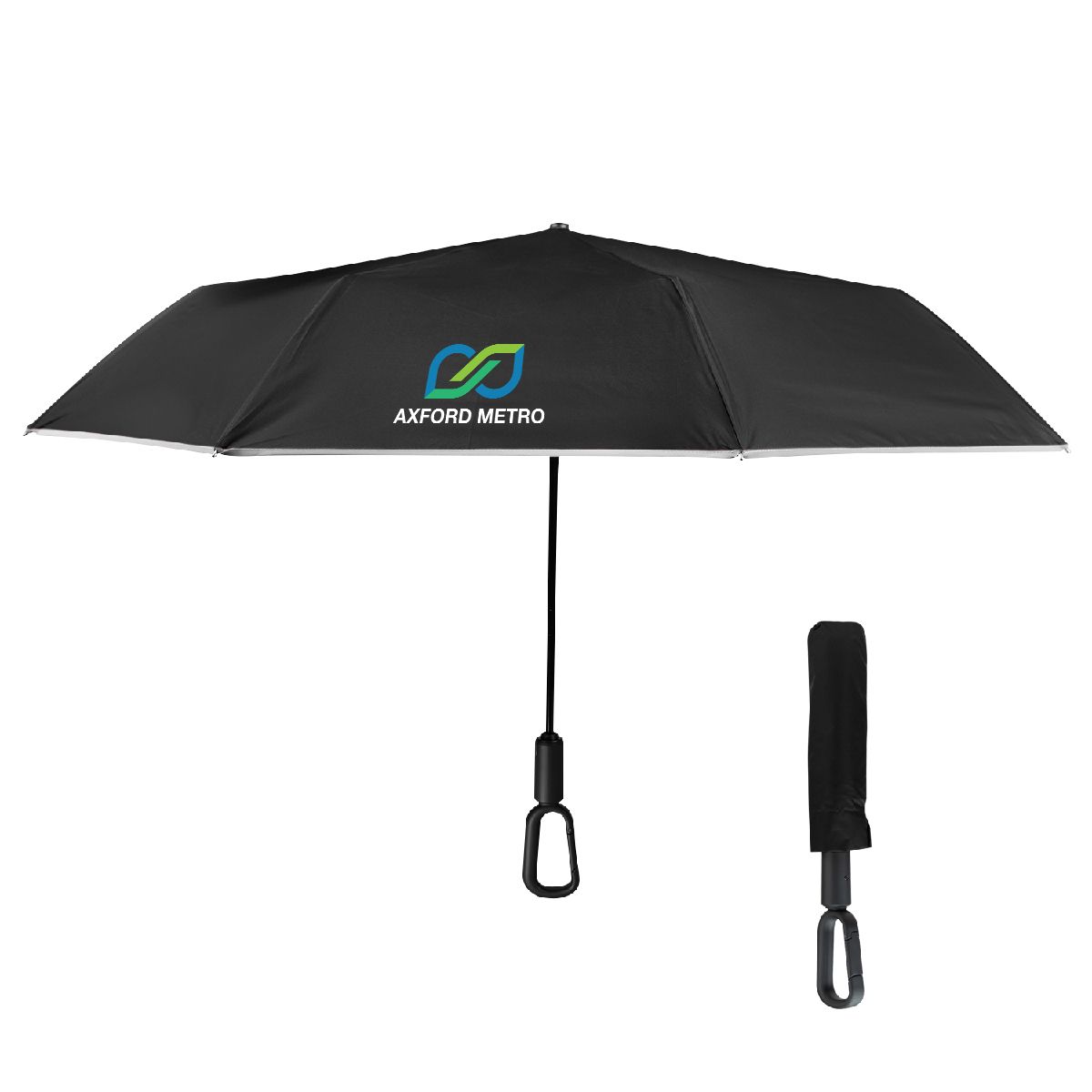 46\" Arc Reflective Umbrella With Carabiner Handle