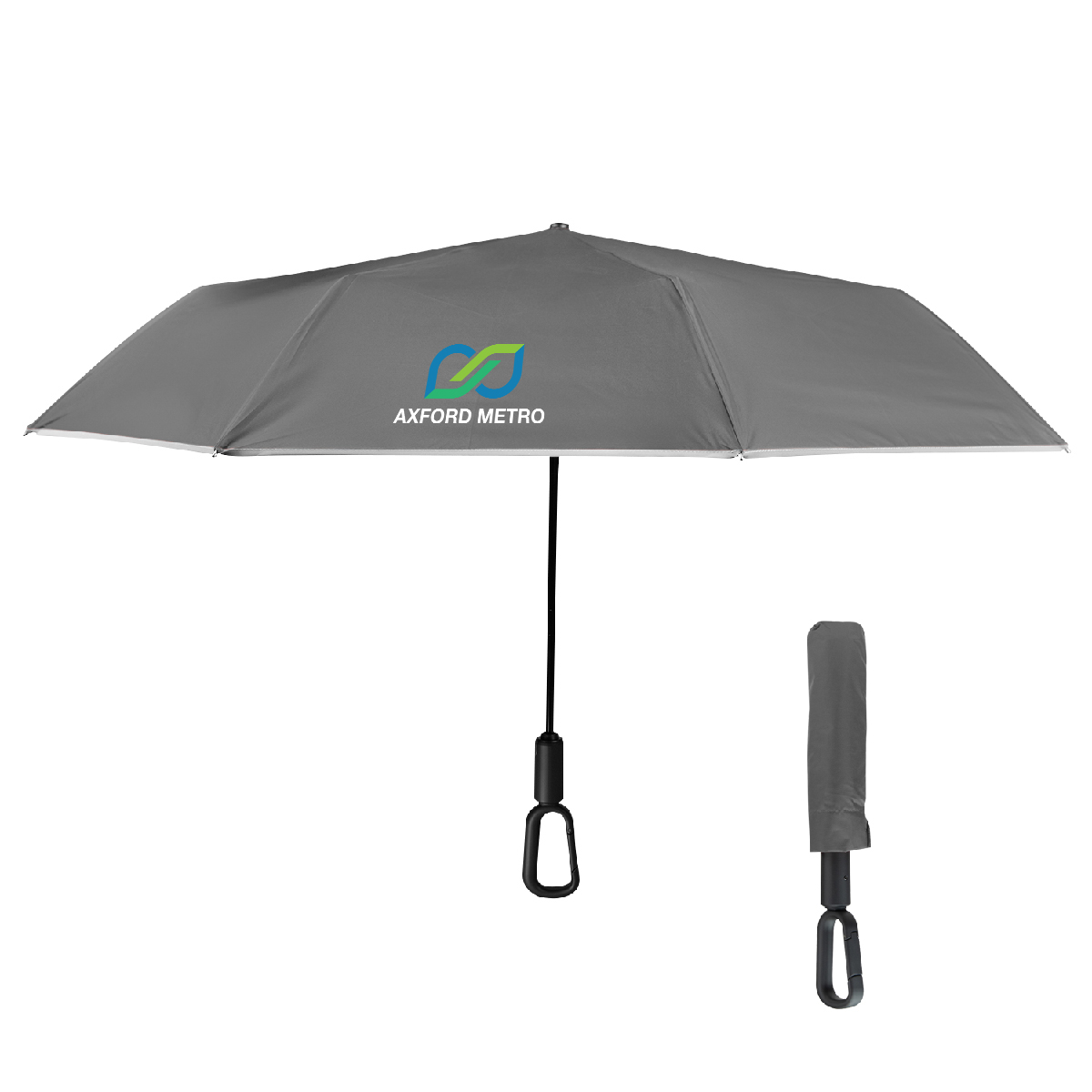 46\" Arc Reflective Umbrella With Carabiner Handle