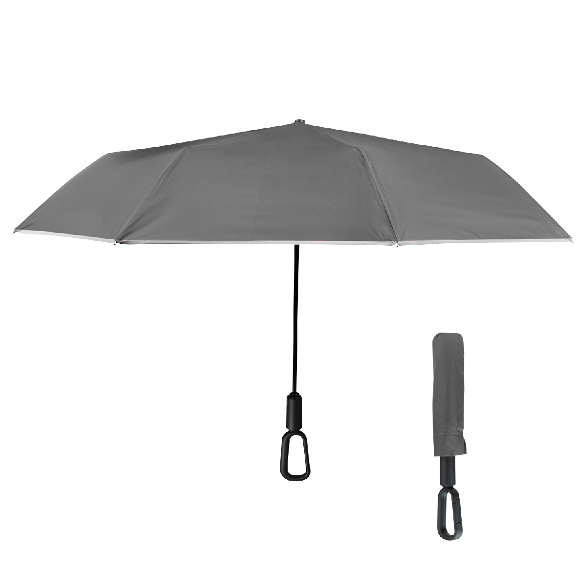 46\" Arc Reflective Umbrella With Carabiner Handle