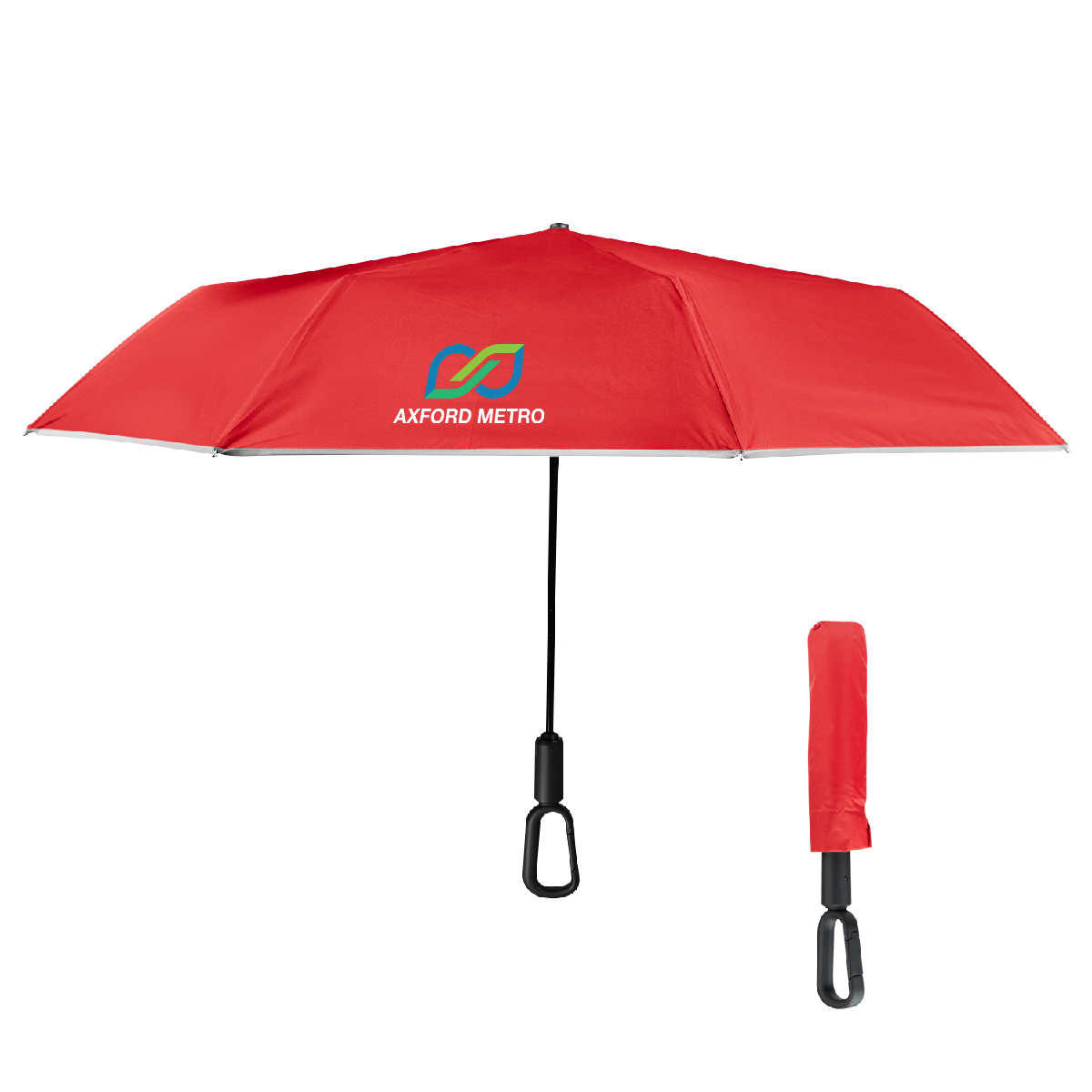 46\" Arc Reflective Umbrella With Carabiner Handle