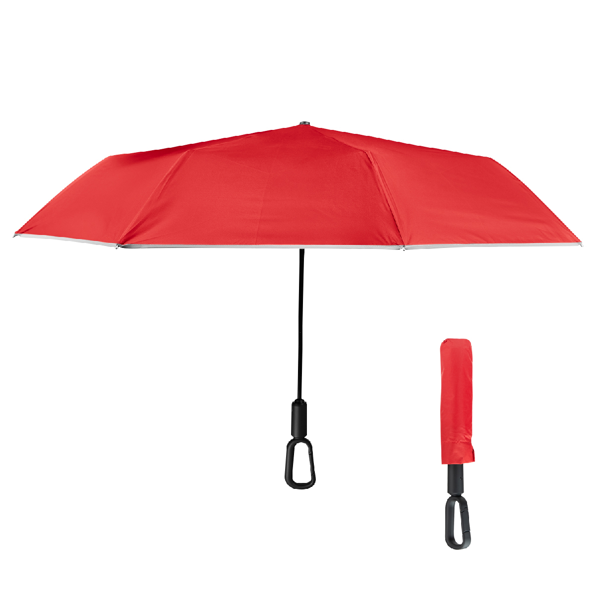 46\" Arc Reflective Umbrella With Carabiner Handle