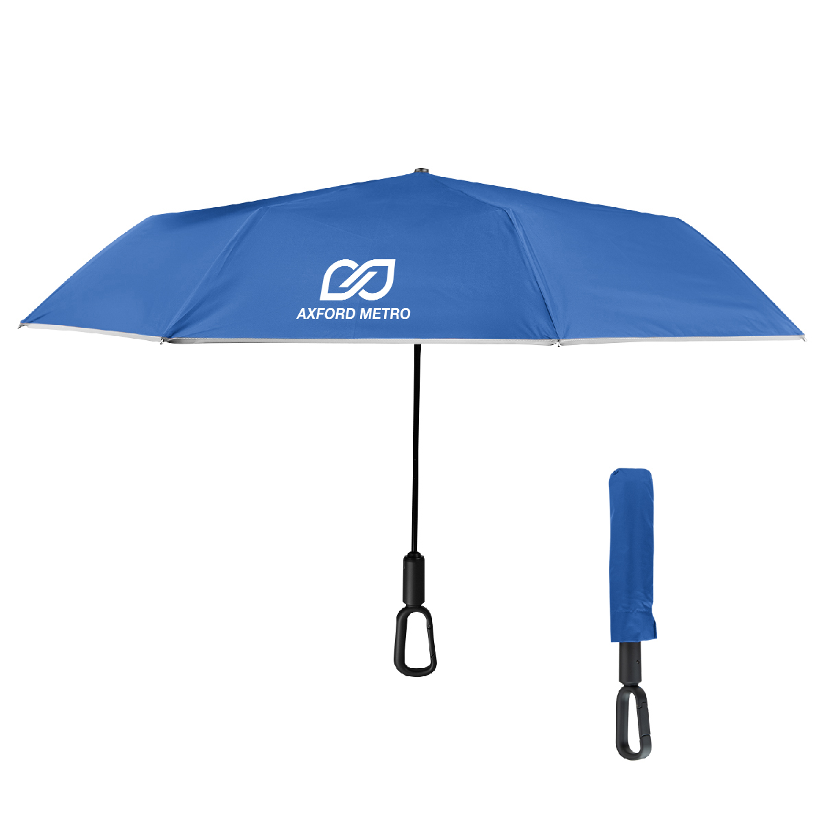 46\" Arc Reflective Umbrella With Carabiner Handle