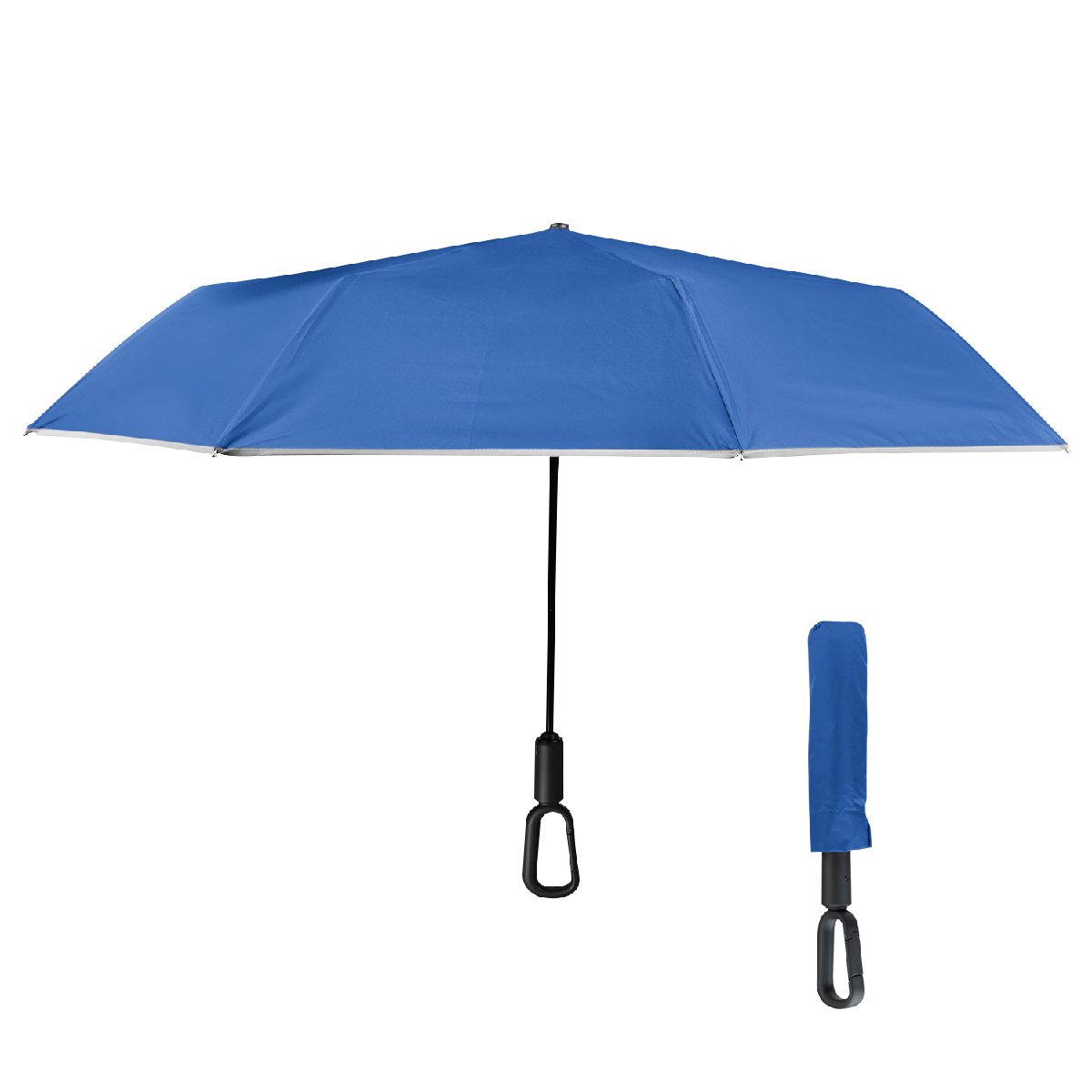 46\" Arc Reflective Umbrella With Carabiner Handle