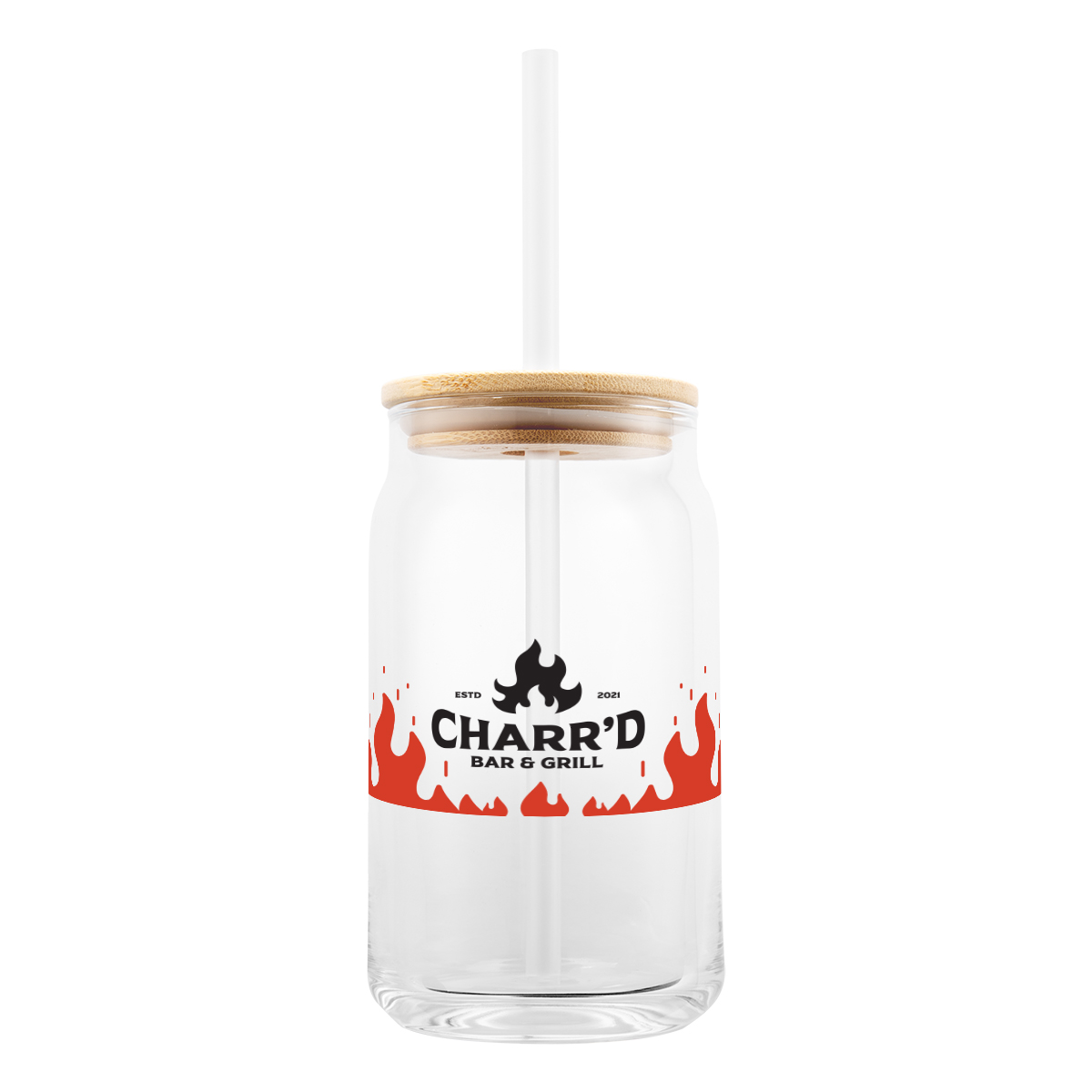 17 Oz. Soda Lime Glass Can With Bamboo Lid