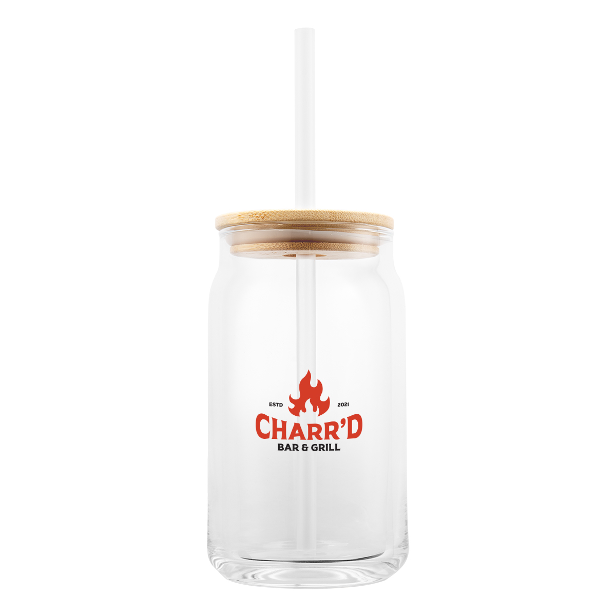 17 Oz. Soda Lime Glass Can With Bamboo Lid