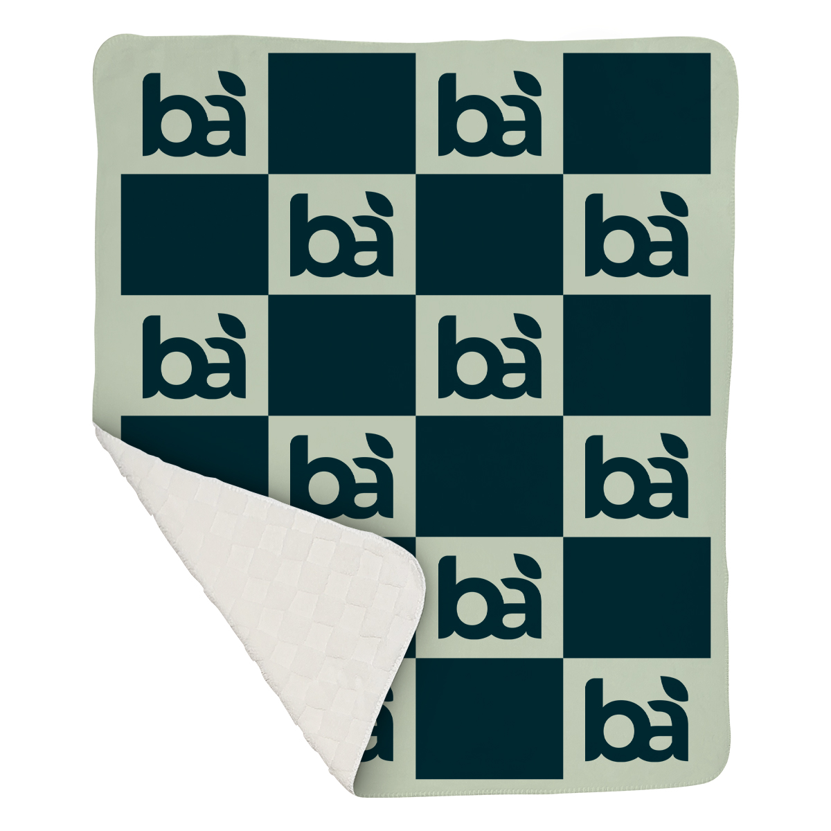 50\" X 60\" Checkerboard Knit Sherpa Blanket