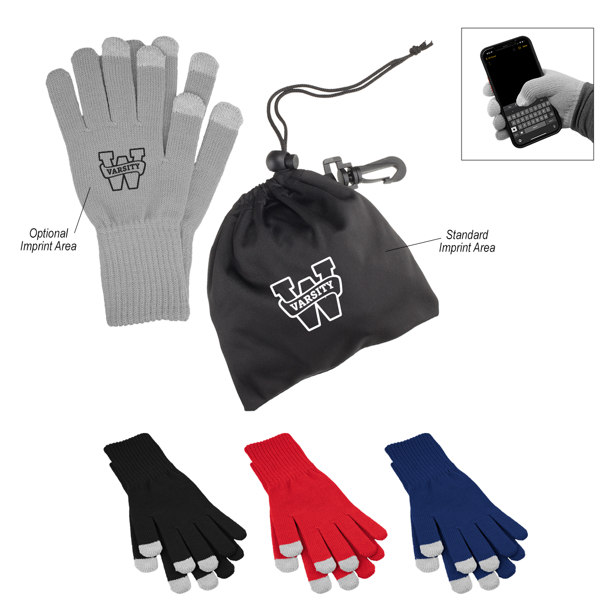 Touch Screen Gloves In rPET Pouch