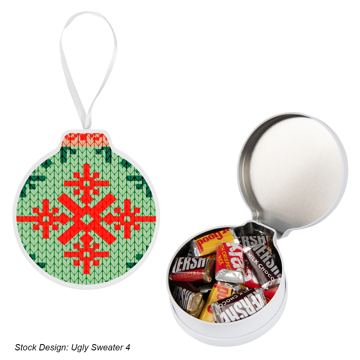 Full Color Ornament Tin With Candy
