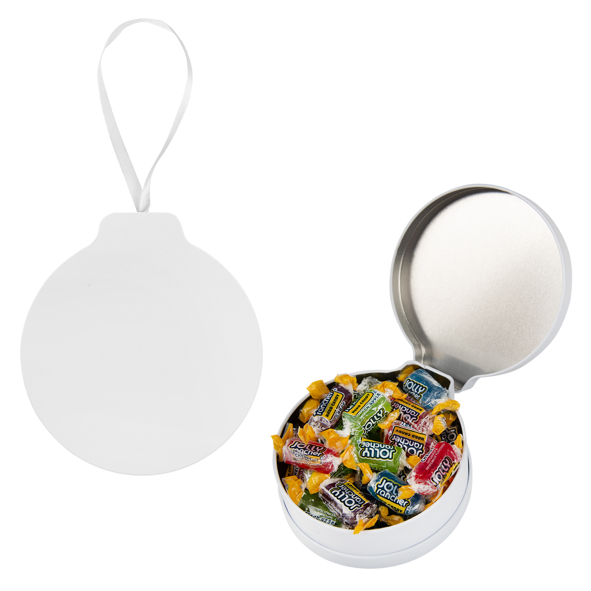 Full Color Ornament Tin With Candy