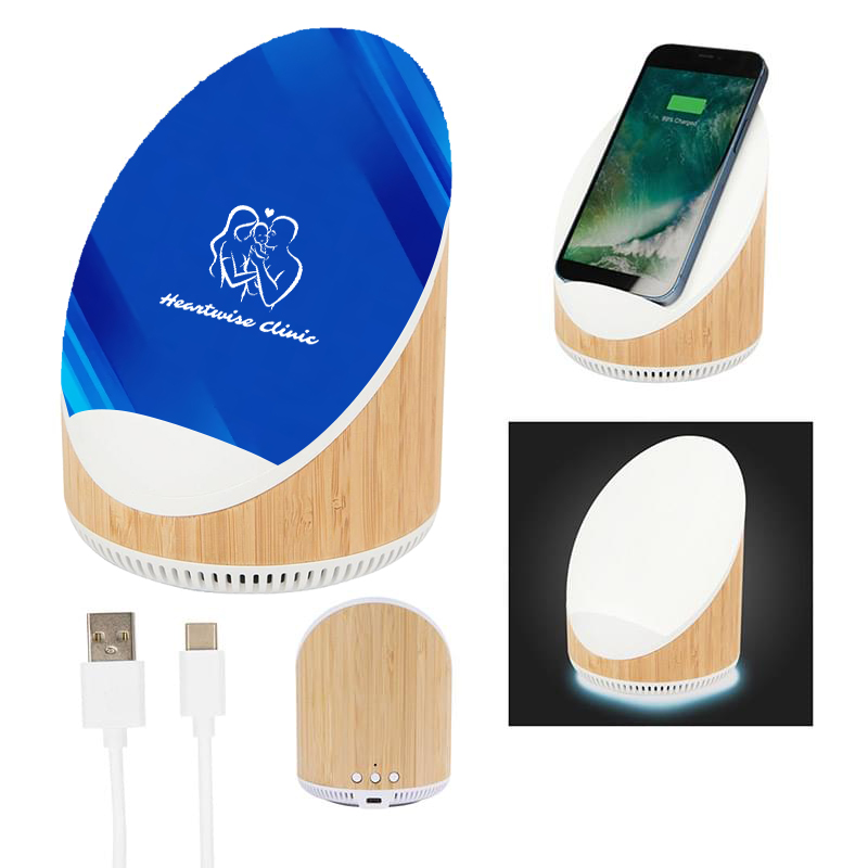 Light-up Bamboo Speaker & Wireless Charger