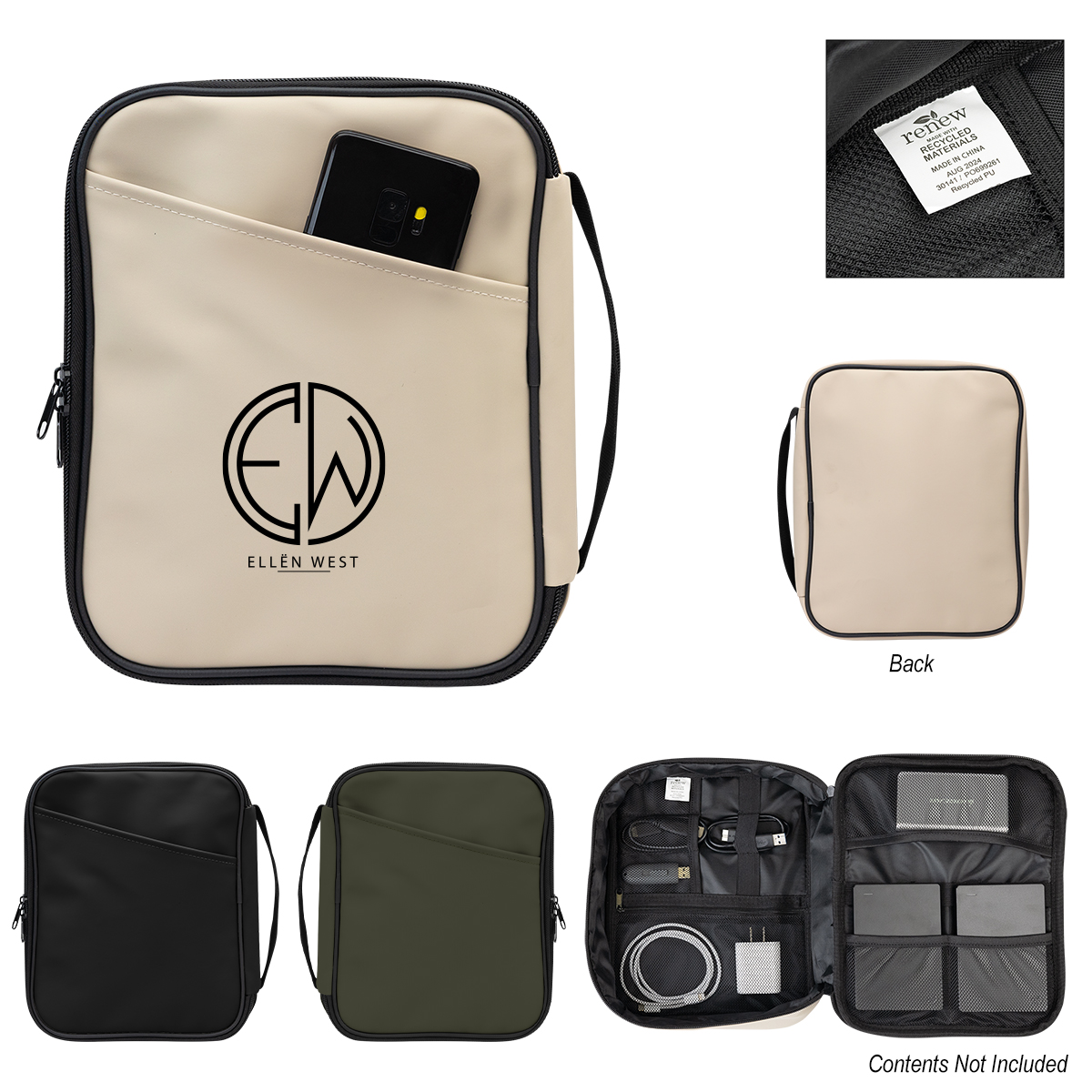 Hudson rPET Leatherette Tech Organizer