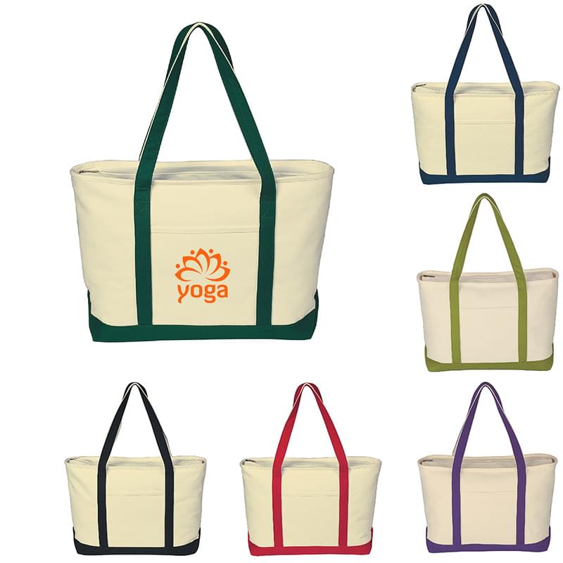 Large Cotton Tote Bag with Zipper
