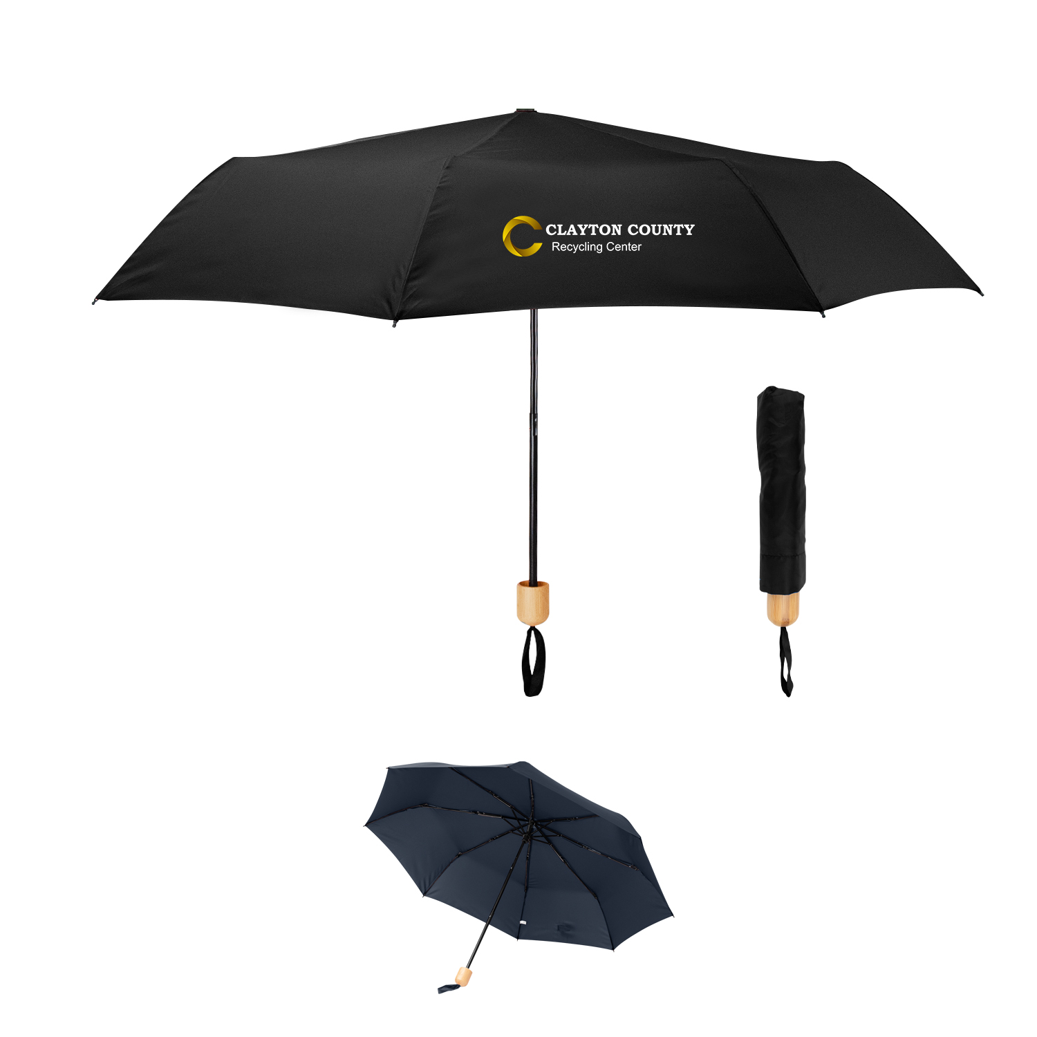 41\" Arc Umbrella With 100% RPET Canopy & Bamboo Handle