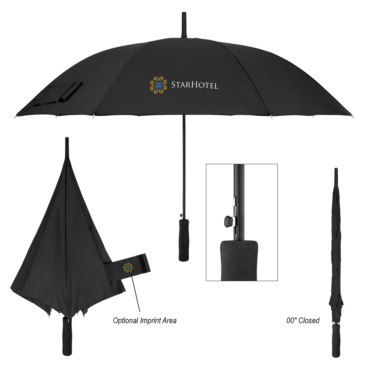 46\" Arc Automatic Open Umbrella With 100% rPET Canopy