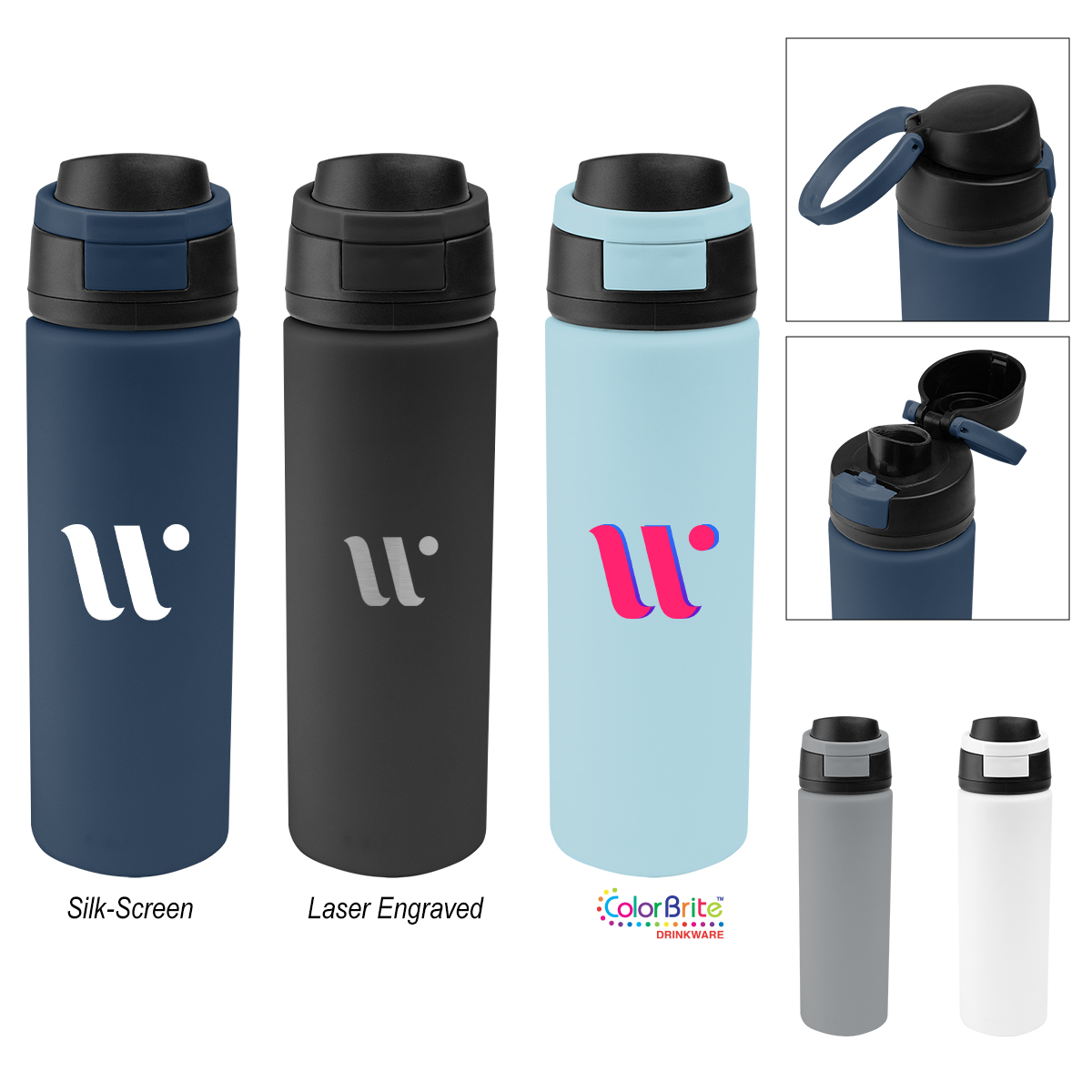 32 Oz. Pop Sip Recycled Single Wall Stainless Steel Bottle