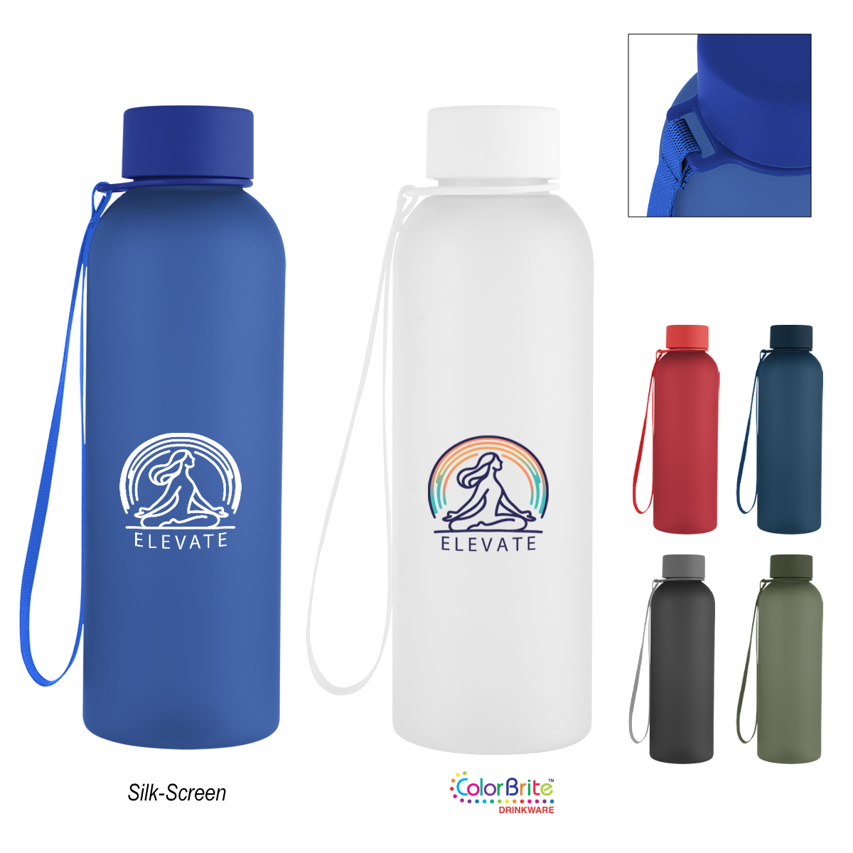 20 Oz. Morgan rPET Rubberized Bottle With Carry Strap