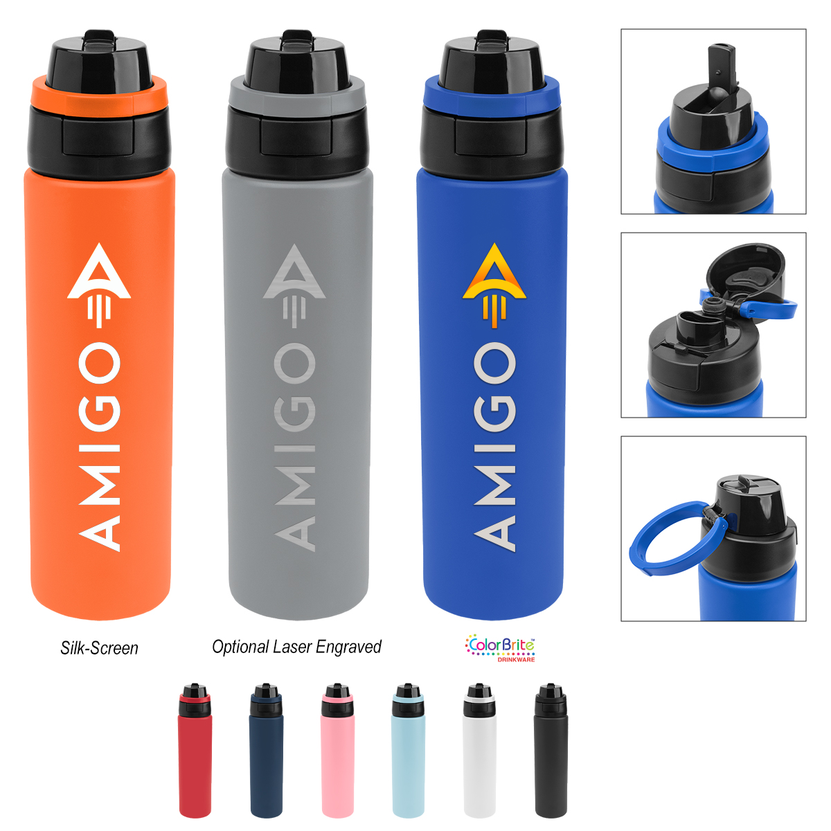 24 Oz. Pop Sip & Chug Recycled Stainless Steel Bottle