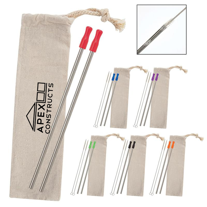 2-Pack Stainless Straw Kit with Cotton Pouch