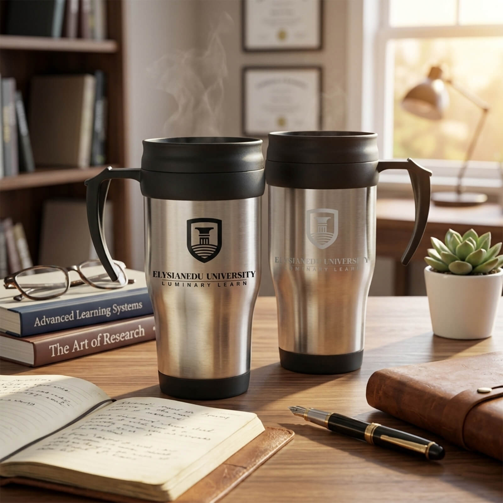 16 Oz. Stainless Steel Slide Action Travel Mug