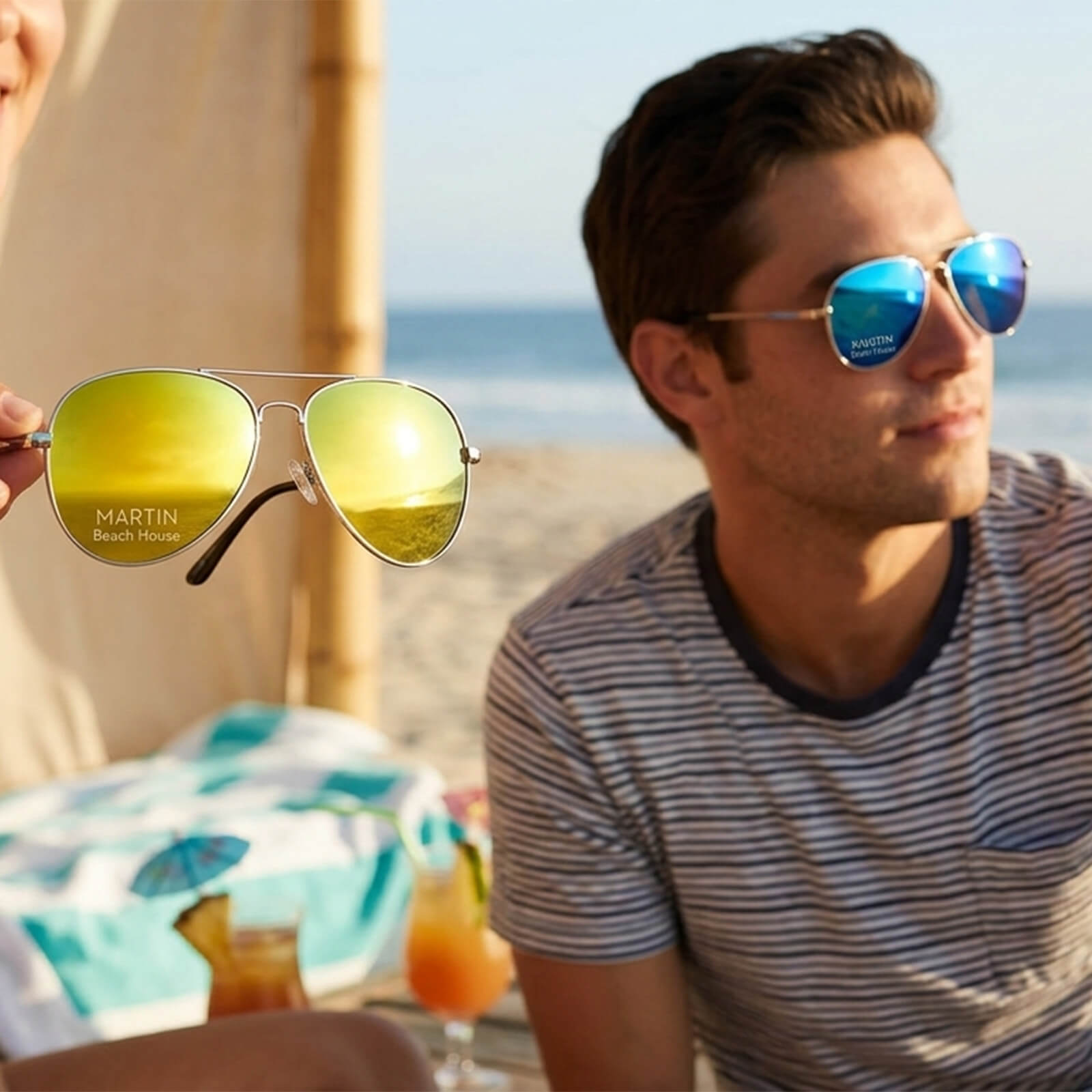 Color Mirrored Aviator Sunglasses