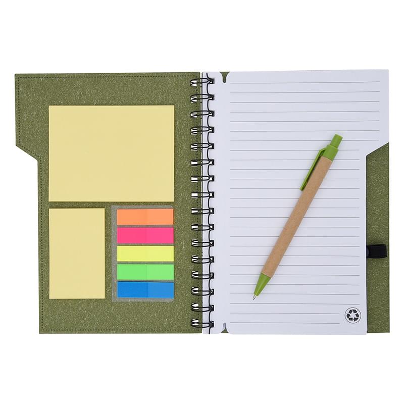 Spiral Notebook with Sticky Flags and Sticky Notes
