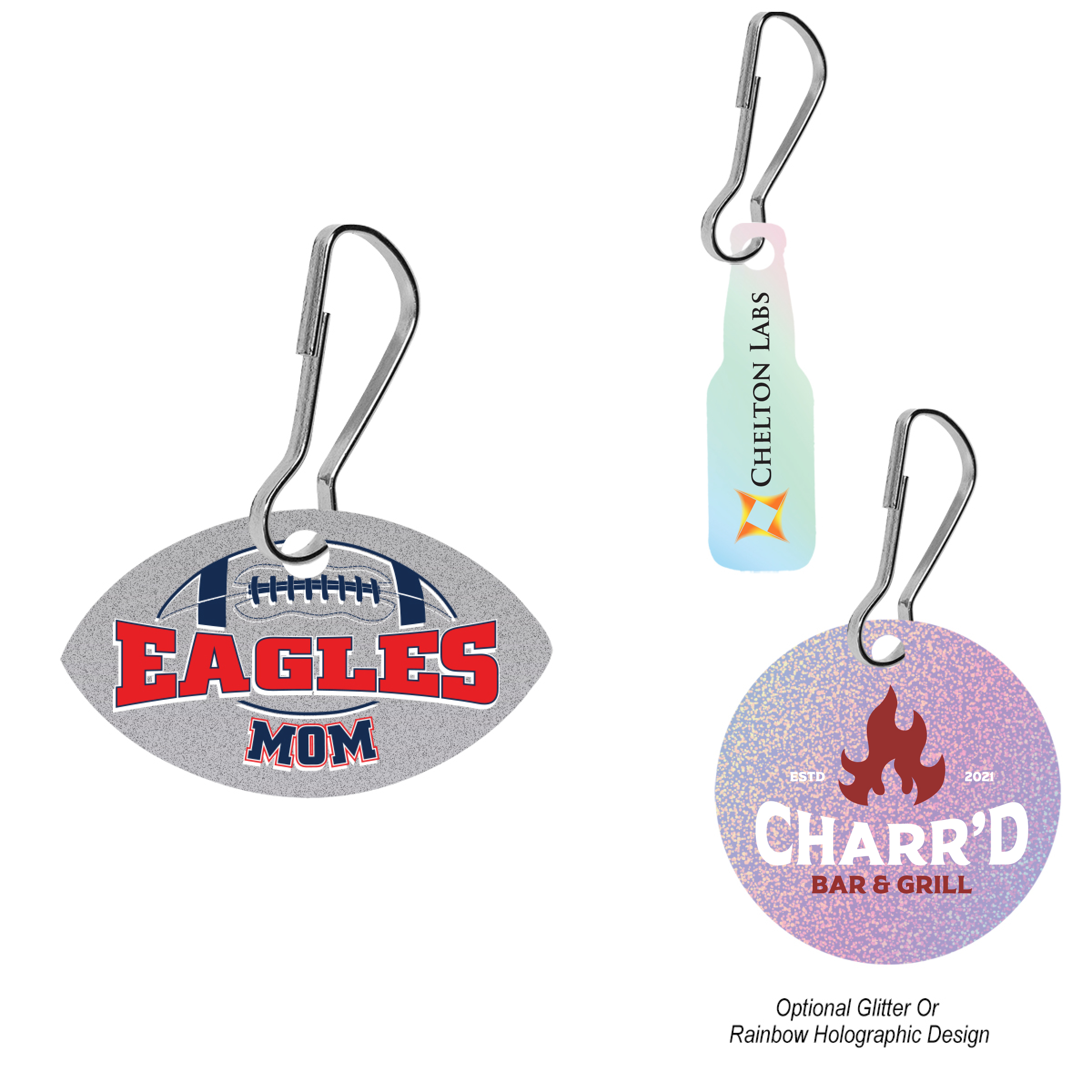 Acrylic Zipper Pull Custom Shape 2\"