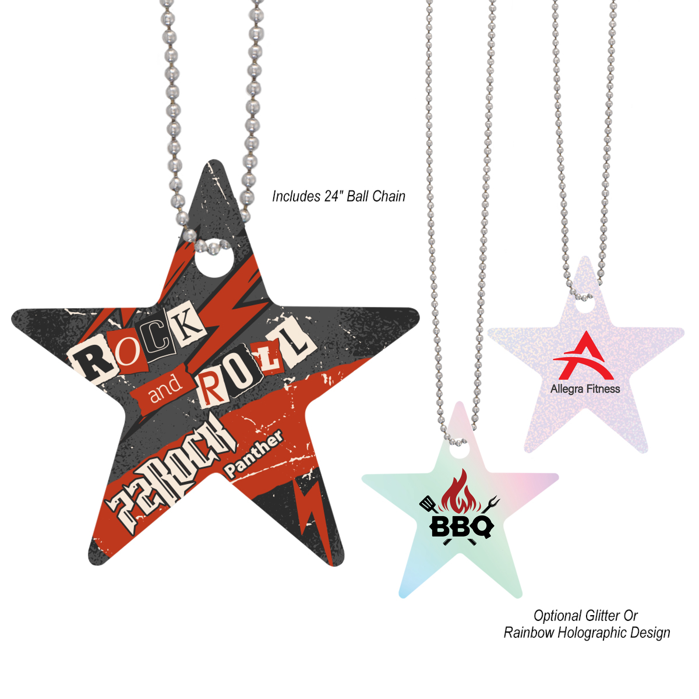 Acrylic Charm With Chain Star