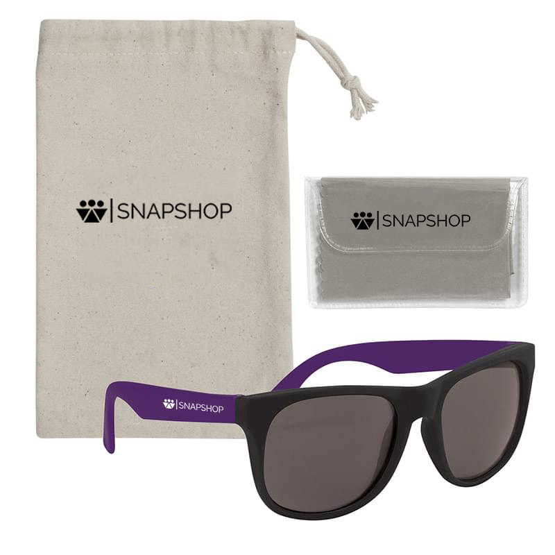 Rubberized Sunglasses With Microfiber Cloth And Pouch