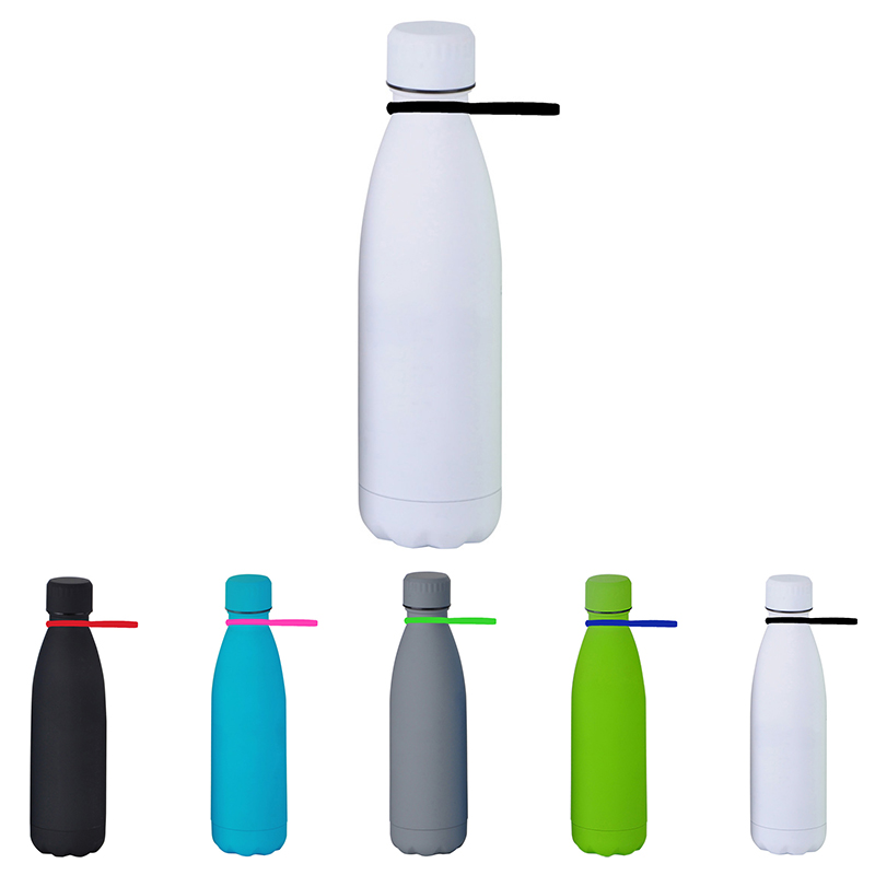 17 oz Matte Finish Stainless Steel Bottle W/ Silicone Strap