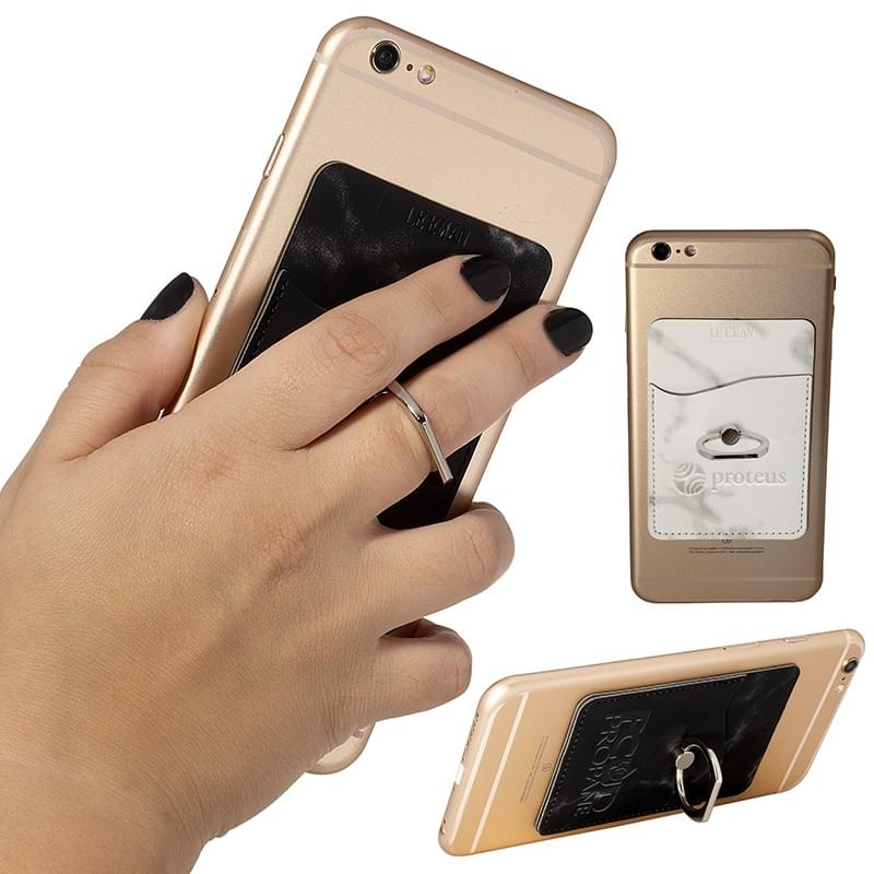 Tuscany Marble Card Holder with Metal Ring Phone Stand