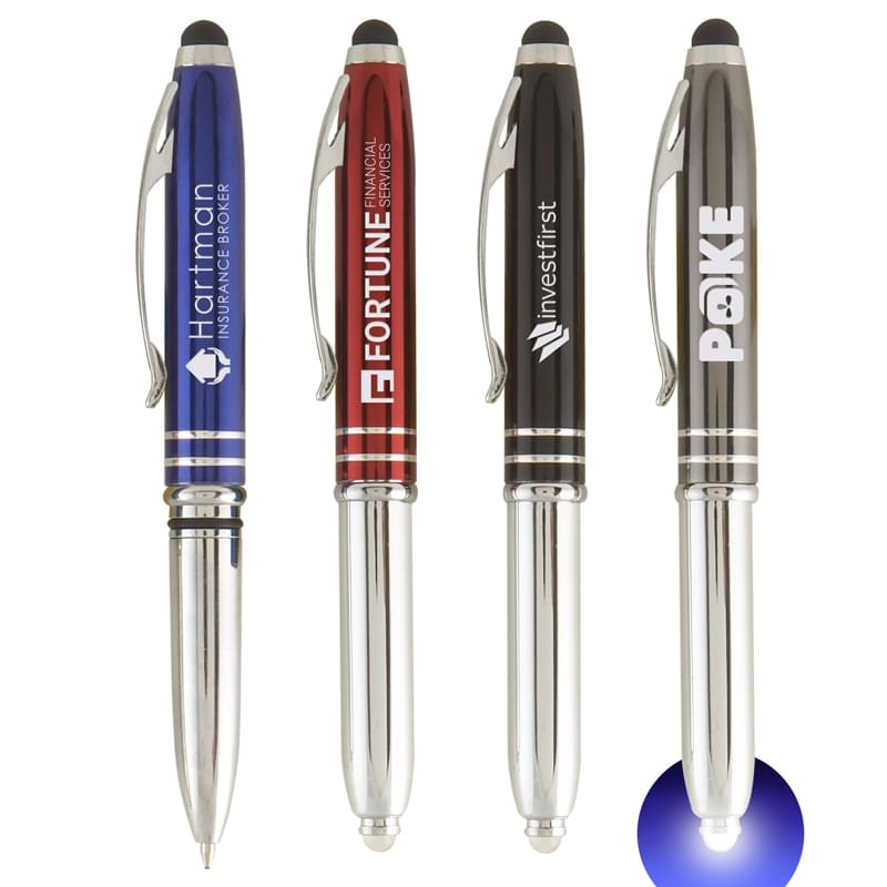 Vivano Duo w/LED Light & Stylus Laser Engraved Metal Pen