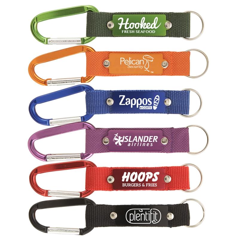 Strap Happy Keychain Laser Engraved Key Tag with Carabiner