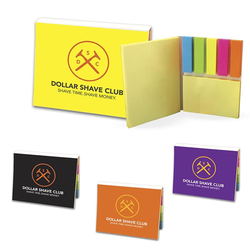 Full Color Versa-Pak 2 Sticky Note Pads and 5 Flag Colors