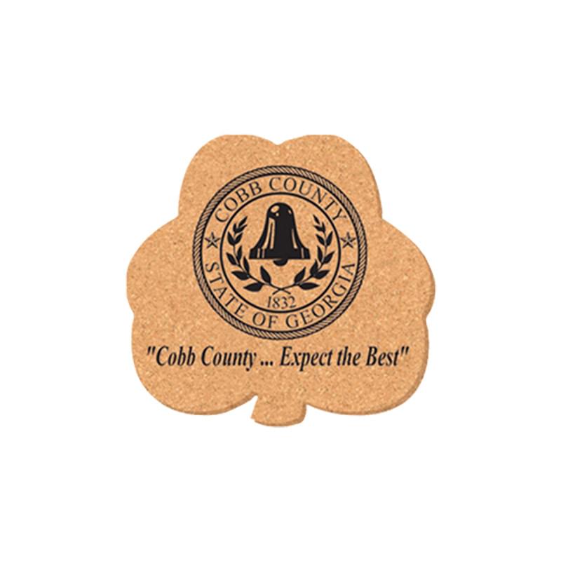 5 in x 5 in Clover Shape Cork Coaster