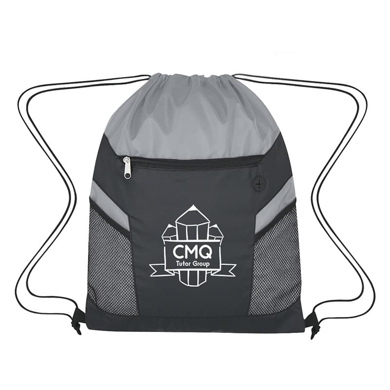 Drawstring Bag with Zippered Front Pockets