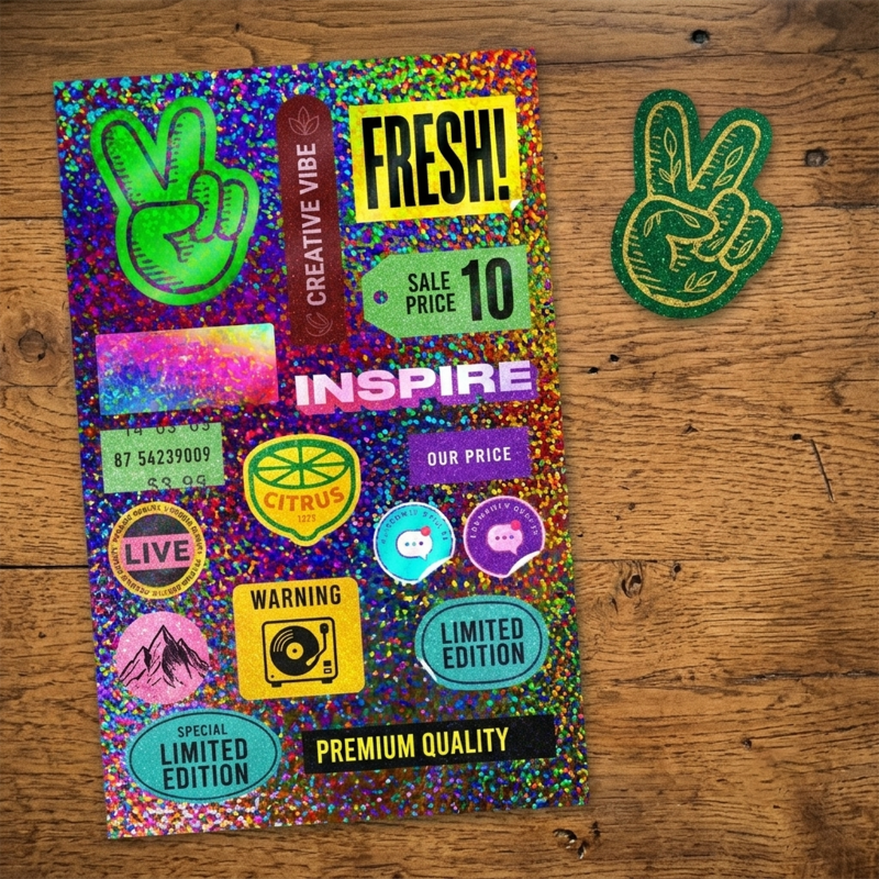 7" x 11" Glitter Sticker Sheet