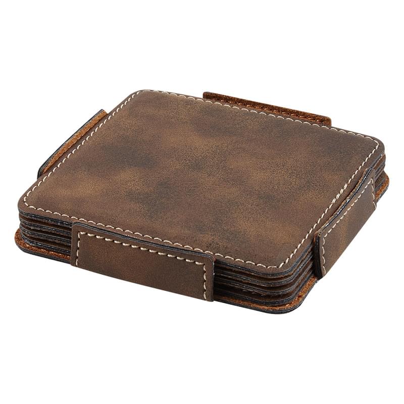 Leathered 4-Piece Coaster Set
