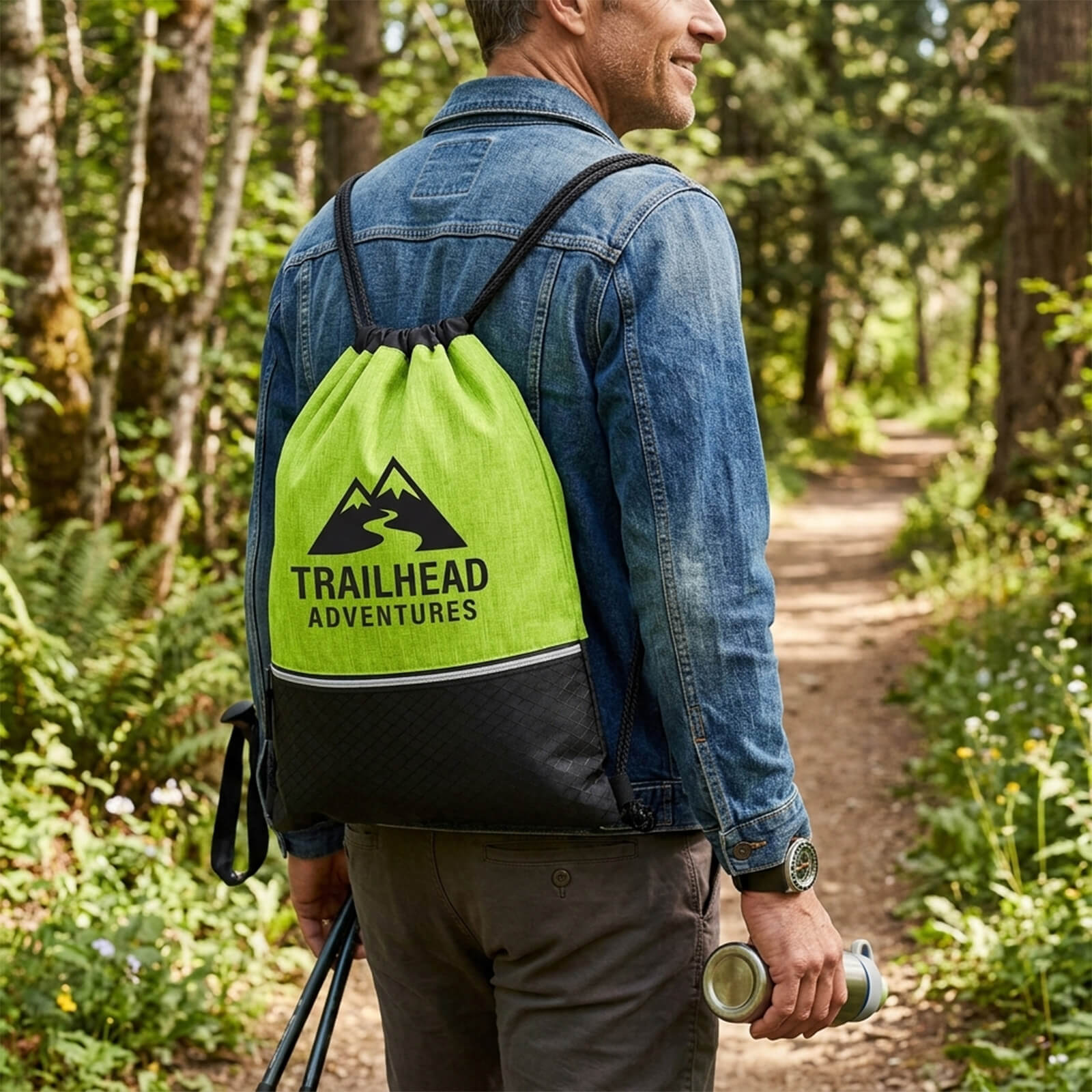 Crosshatch Heather Drawstring Backpack