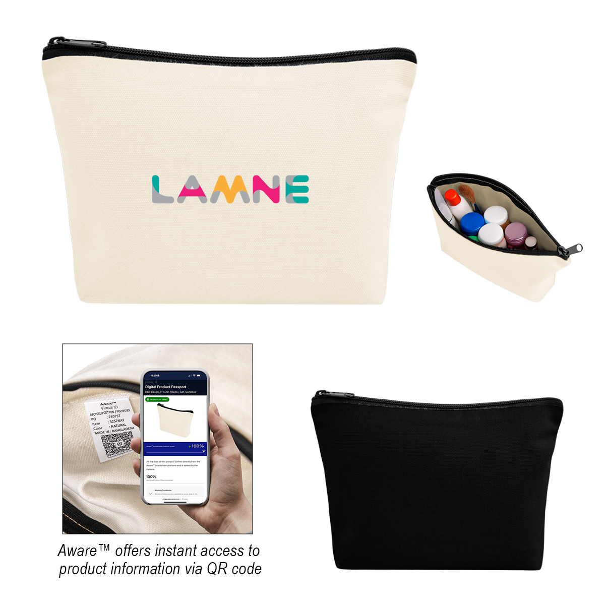 Aware 10 Oz. Recycled Cotton Zip Pouch