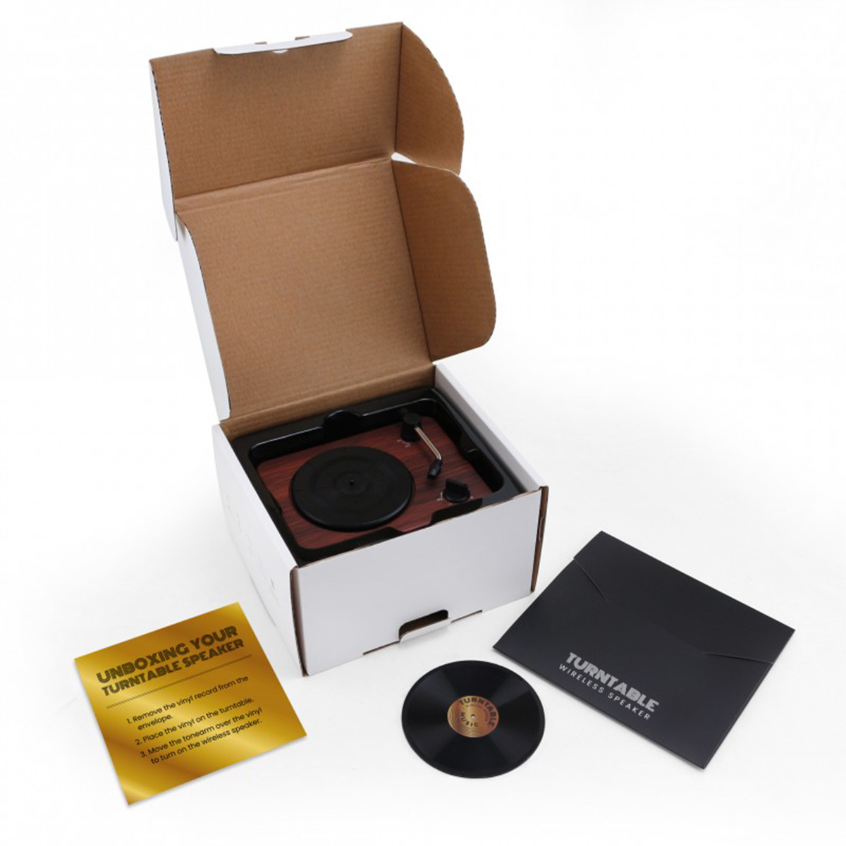 Turntable Wireless Speaker With Custom Record Envelope