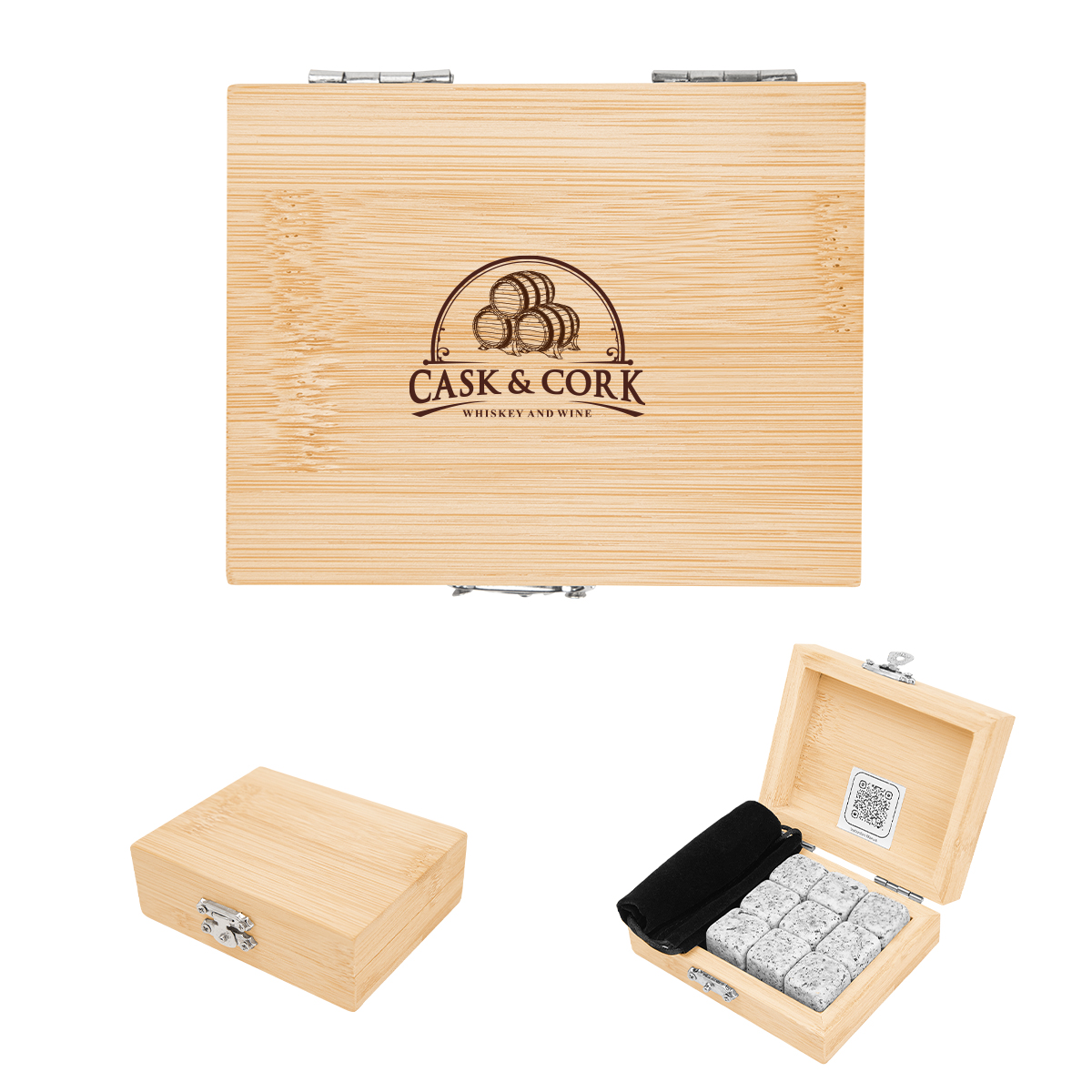 Whiskey Stone Ice Cubes In FSC Bamboo Box